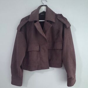 Zara Utility Jacket in Rich Brown Suede